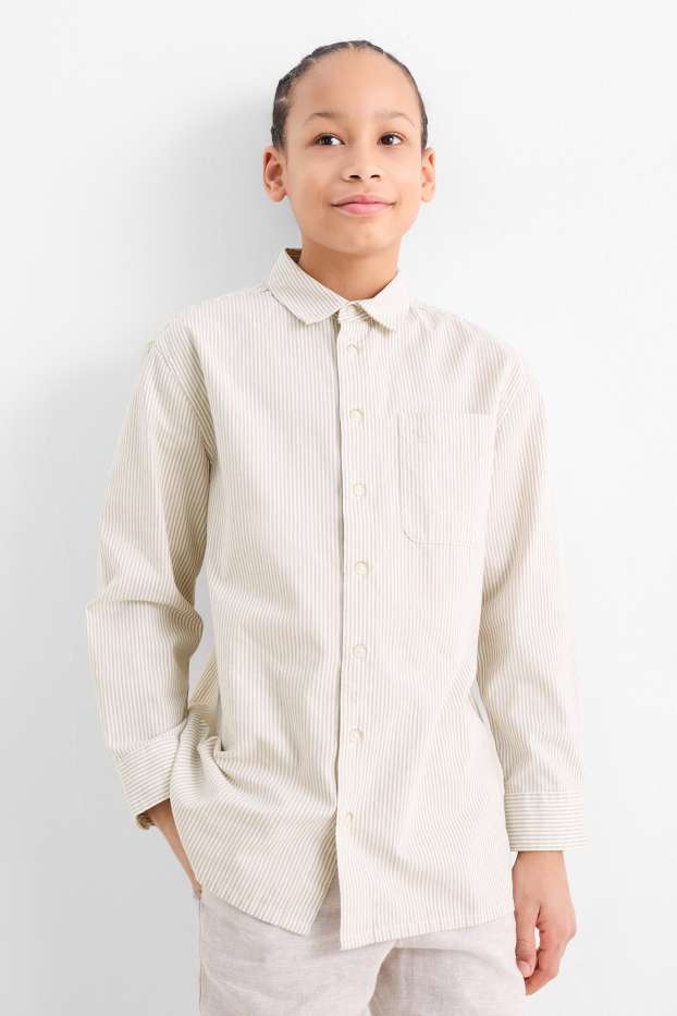 Enfants garçons - Chemise - à rayures - beige