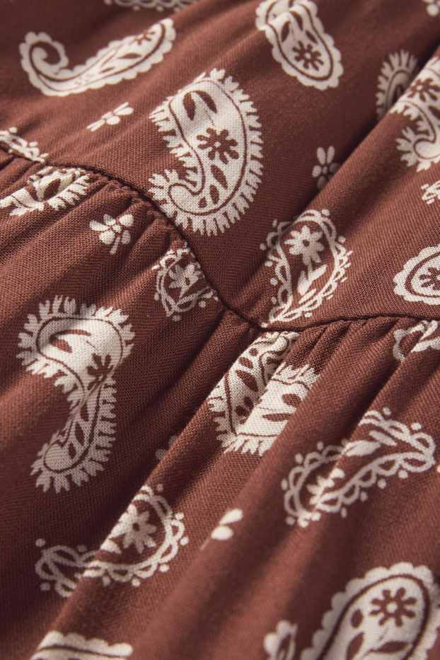 Kinder Mädchen - Kleid - gemustert - braun