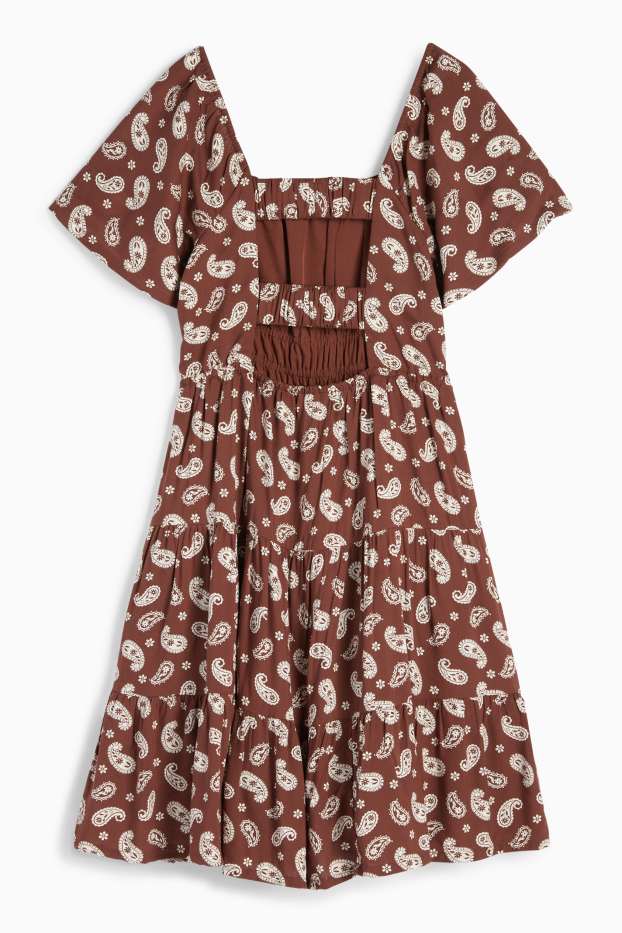 Kinder Mädchen - Kleid - gemustert - braun