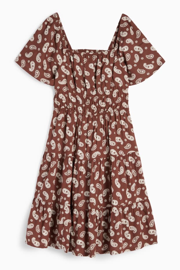 Kinder Mädchen - Kleid - gemustert - braun