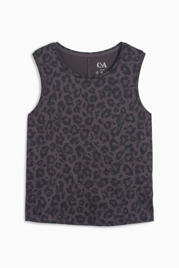 Donna - Top tecnico - stampa leopardata - grigio scuro