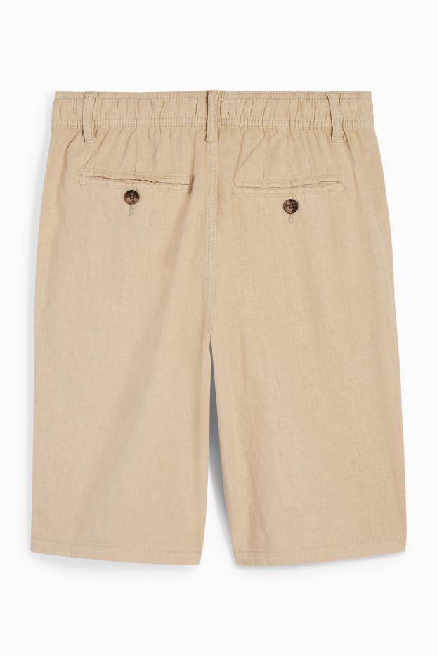 Kinder Jungen - Bermudas - Leinen-Mix - hellbeige