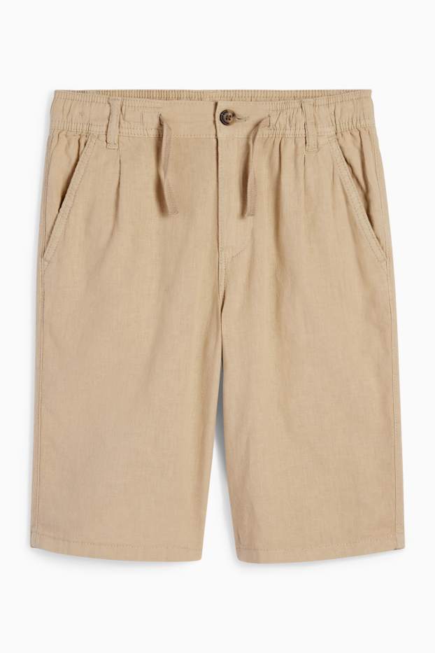 Kinder Jungen - Bermudas - Leinen-Mix - hellbeige