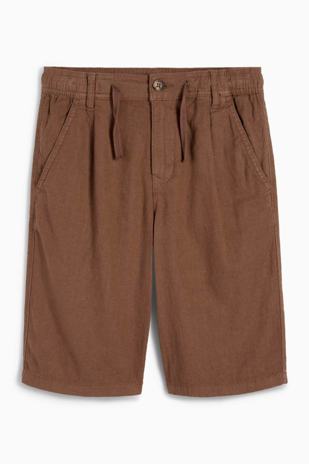 Kinder Jungen - Bermudas - Leinen-Mix - dunkelbraun