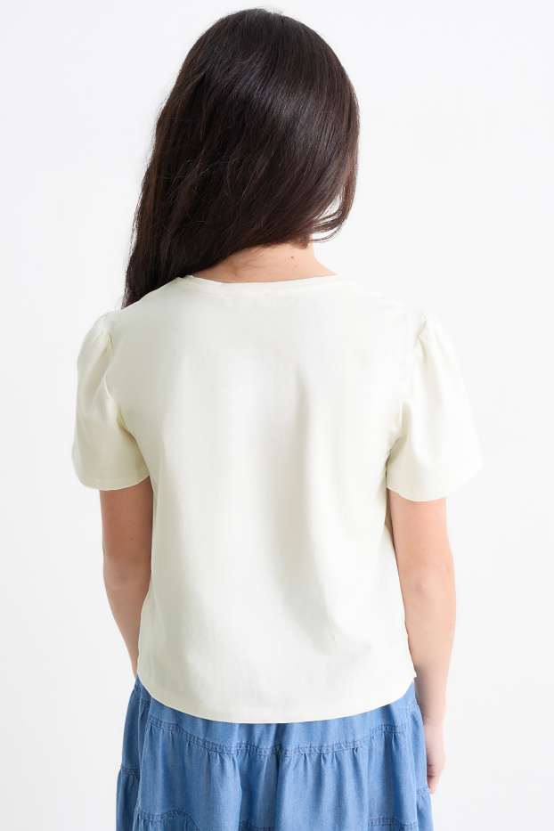 Dzieci dziewczynki - Koszulka z krótkim rękawem - kremowobiały