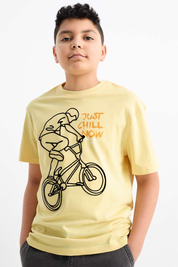 Enfants garçons - Lot de 2 - BMX - T-shirt - jaune