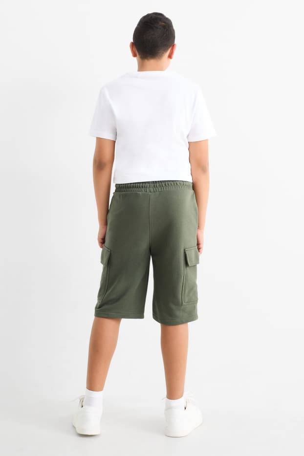 Children Boys - Multipack of 2 - sweat shorts - beige / green