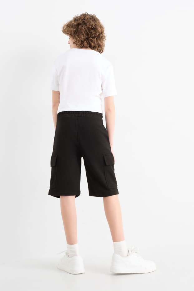 Kinder Buben - Multipack 3er - Sweat-Bermudas - schwarz / beige
