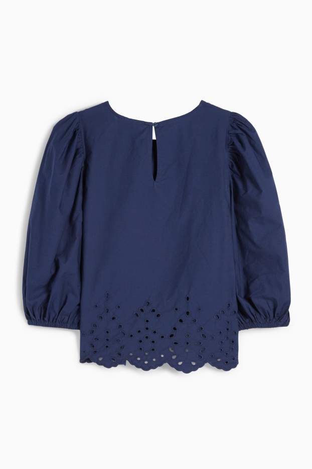 Dona - Brusa - brodat anglès - blau fosc