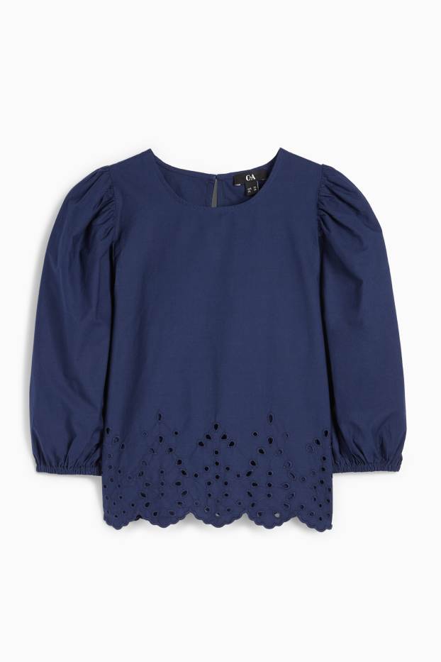 Dona - Brusa - brodat anglès - blau fosc