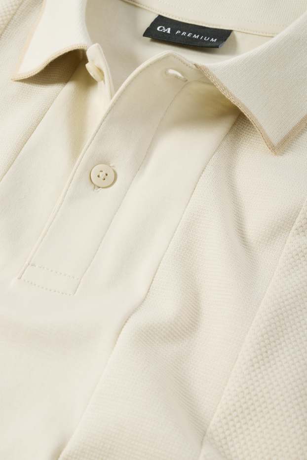 Men - Polo shirt - regular fit - textured - creme