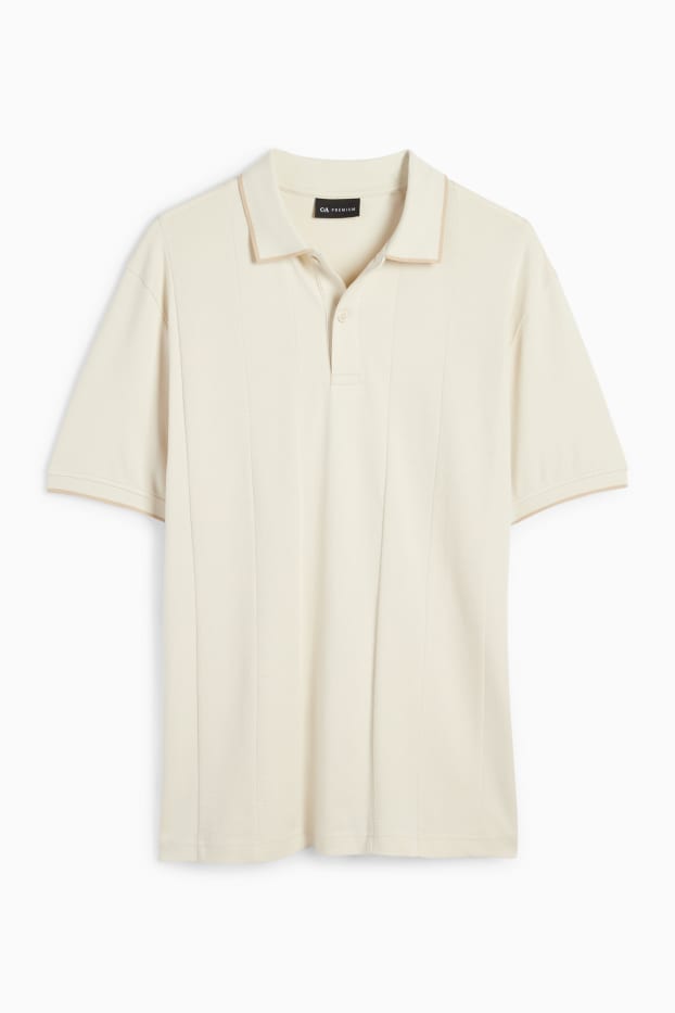 Men - Polo shirt - regular fit - textured - creme