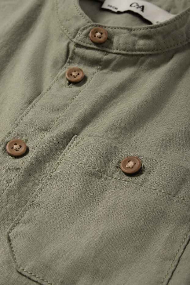 Kinder Jungen - Hemd - Leinen-Mix - khaki