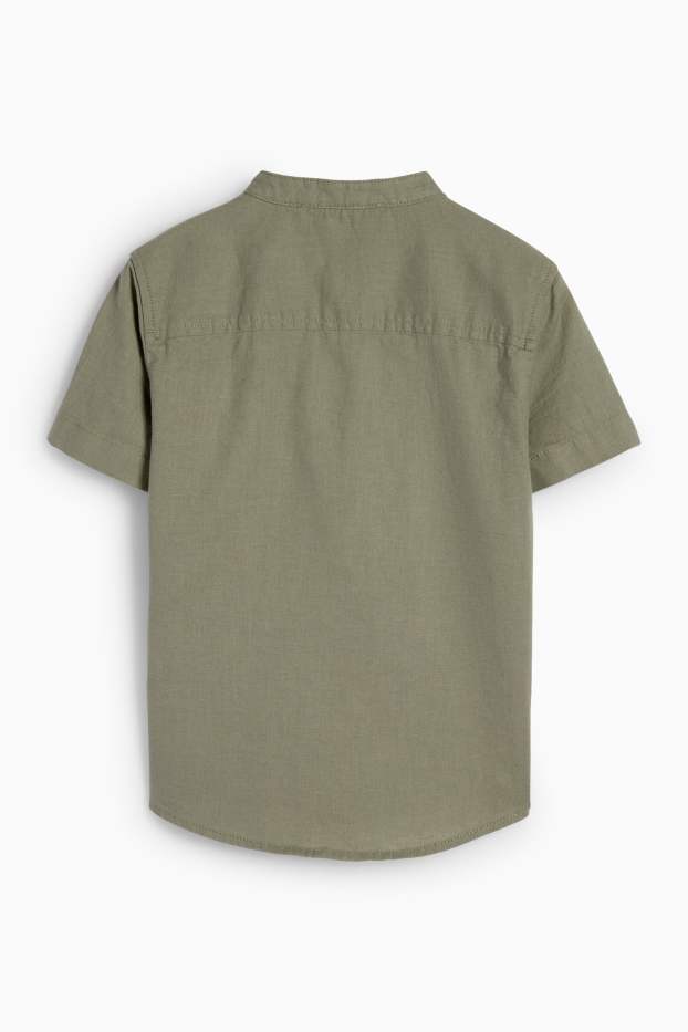 Kinder Jungen - Hemd - Leinen-Mix - khaki