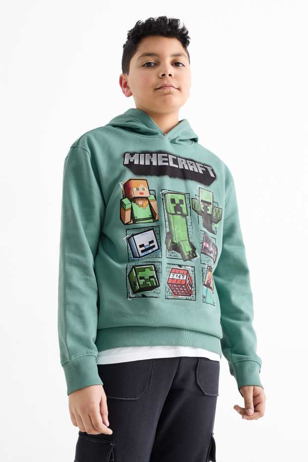 Enfants garçons - Minecraft - sweat à capuche - turquoise