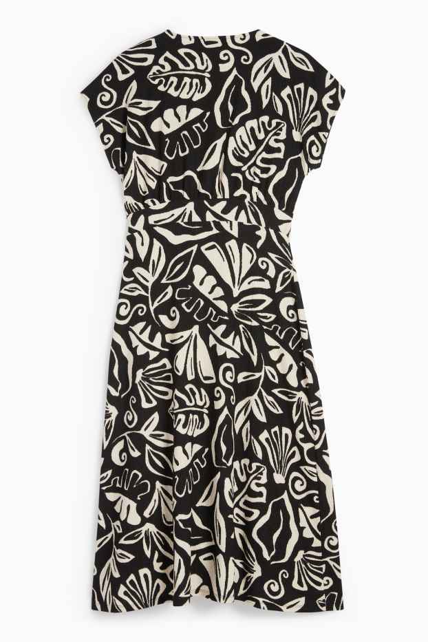 Femmes - Robe croisée - à motif - texturée - noir / beige