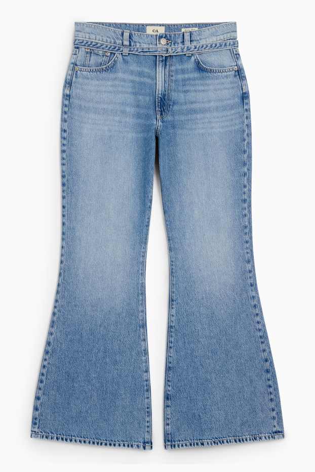 Dames - Loose flared jeans - mid waist - jeanslichtblauw