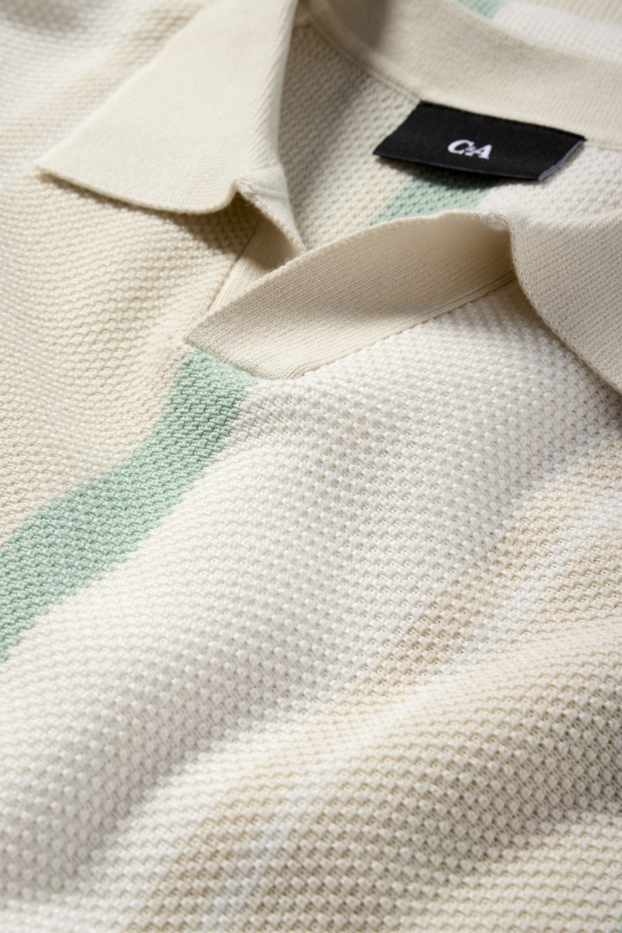 Hommes - Polo en maille - à rayures - texturé - vert menthe
