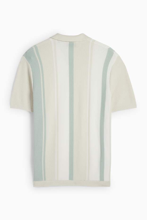 Hommes - Polo en maille - à rayures - texturé - vert menthe