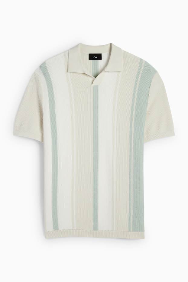 Hommes - Polo en maille - à rayures - texturé - vert menthe
