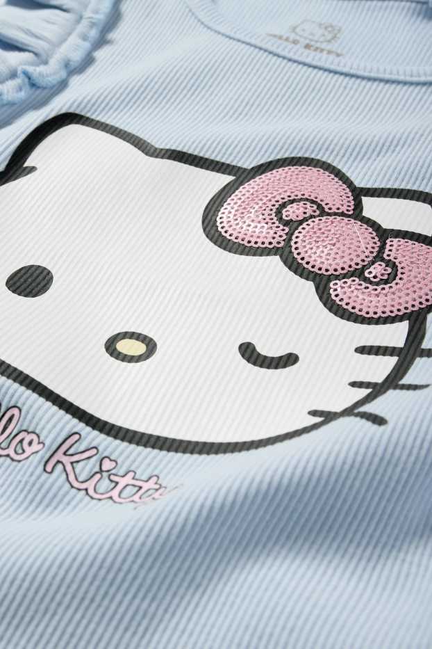 Enfants filles - Hello Kitty - top - côtelé - bleu clair