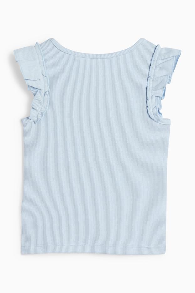 Enfants filles - Hello Kitty - top - côtelé - bleu clair