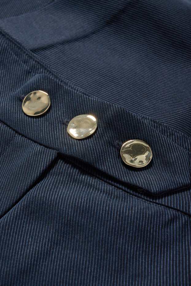 Dámské - Plátěné kalhoty - high waist - tapered fit - strukturované - tmavomodrá