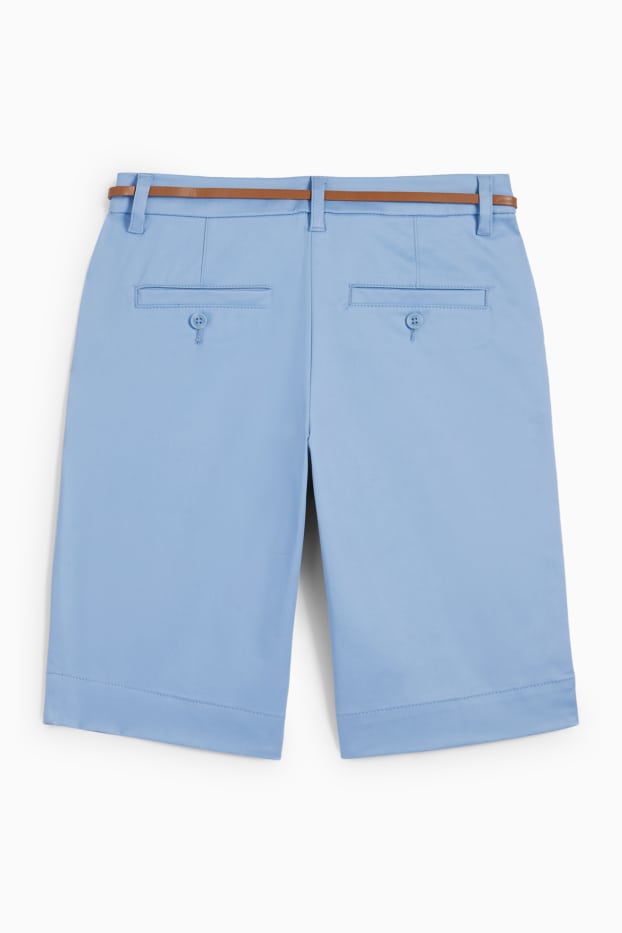 Damen - Bermudas mit Gürtel - Mid Waist - blau