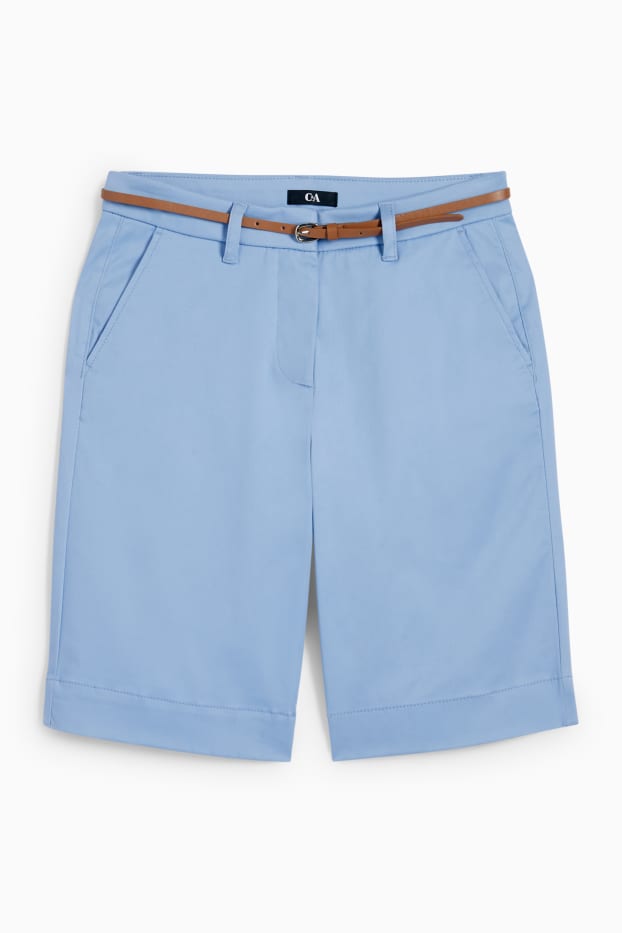 Damen - Bermudas mit Gürtel - Mid Waist - blau