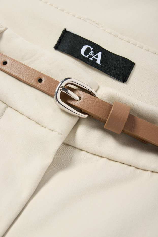 Dámské - Bermudy s páskem - mid waist - světle béžová