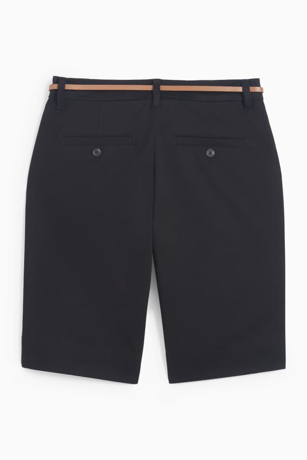 Damen - Bermudas mit Gürtel - Mid Waist - schwarz