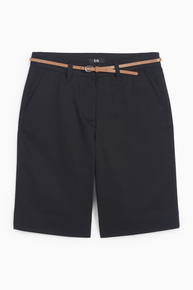 Damen - Bermudas mit Gürtel - Mid Waist - schwarz