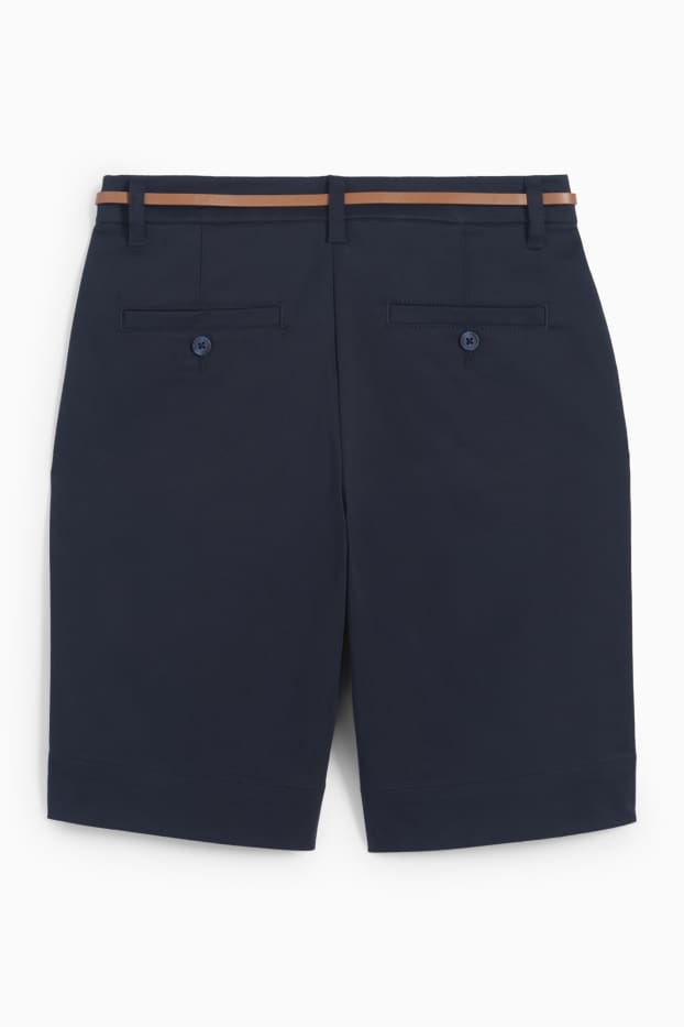 Damen - Bermudas mit Gürtel - Mid Waist - dunkelblau