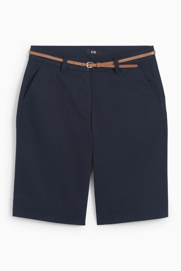 Damen - Bermudas mit Gürtel - Mid Waist - dunkelblau