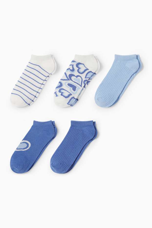 Kinder Mädchen - Multipack 5er - Herz - Sneakersocken mit Motiv - blau