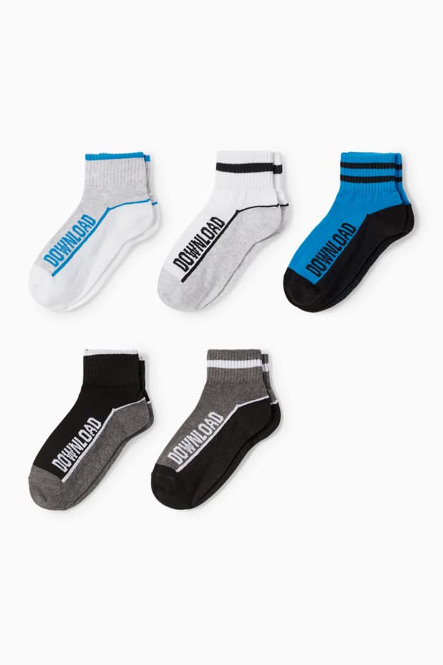 Enfants garçons - Lot de 5 paires - download - chaussettes à motif - blanc