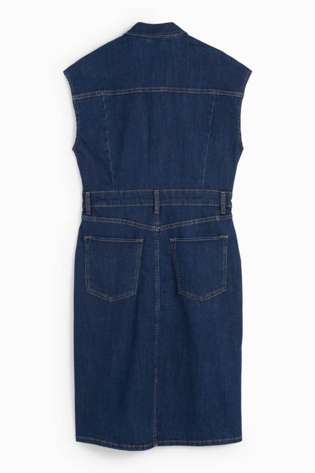 Damen - Jeans-Blusenkleid - dunkeljeansblau