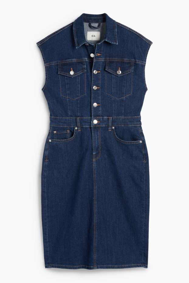 Damen - Jeans-Blusenkleid - dunkeljeansblau