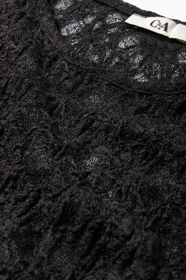 Dona - Samarreta crop de màniga llarga - negre