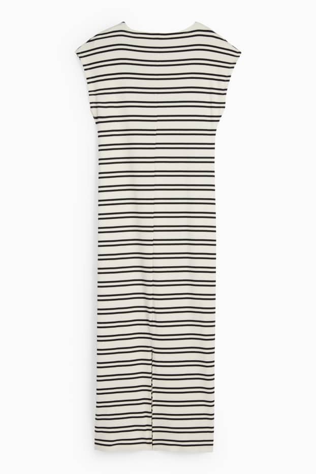 Femei - Rochie-tricou - reiată - cu dungi - bej deschis