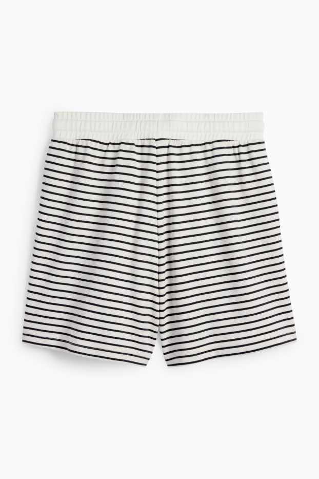 Mujer - Shorts deportivos - de rayas - blanco / negro