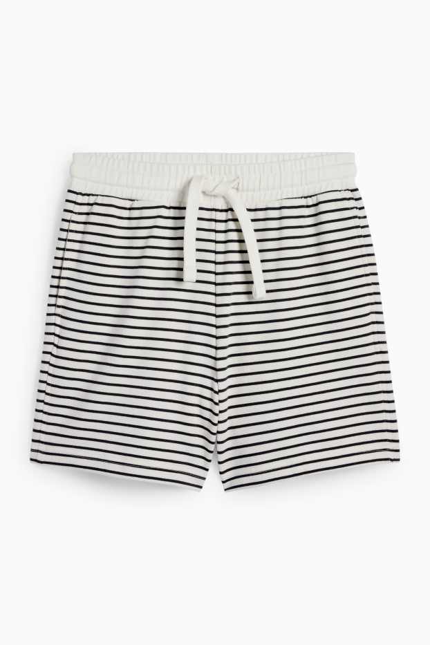 Mujer - Shorts deportivos - de rayas - blanco / negro
