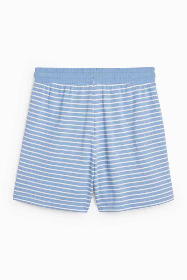 Dames - Sweatshort - gestreept - lichtblauw