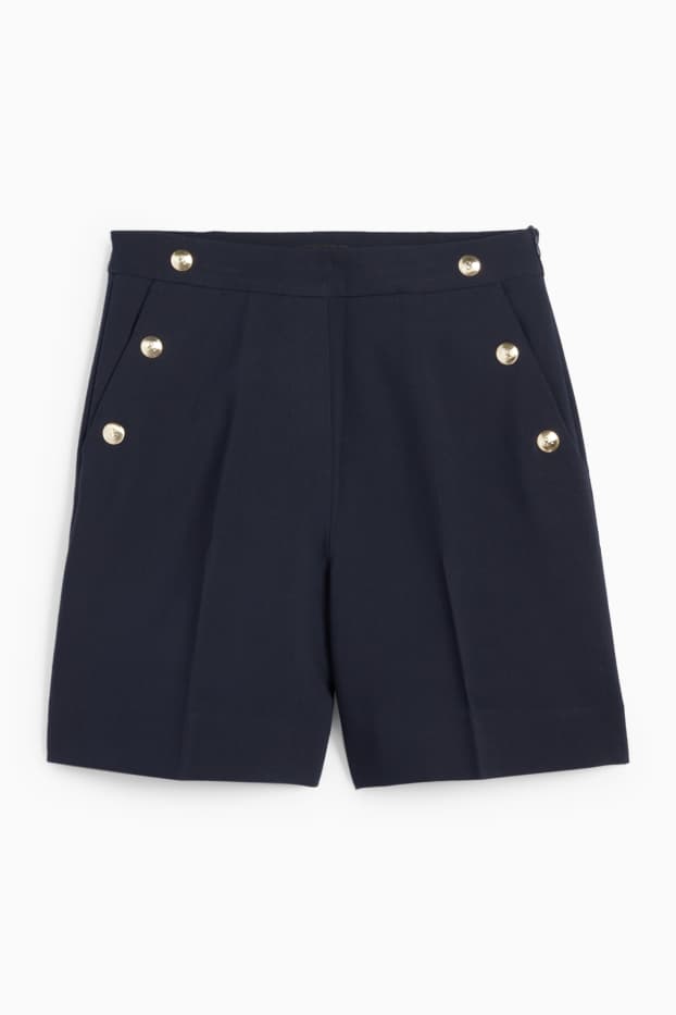Femei - Pantaloni scurți - talie înaltă - albastru închis