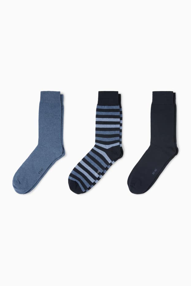 Hommes - Lot de 3 paires - chaussettes - bleu foncé