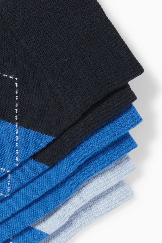 Herren - Multipack 3er - Socken - kariert - dunkelblau