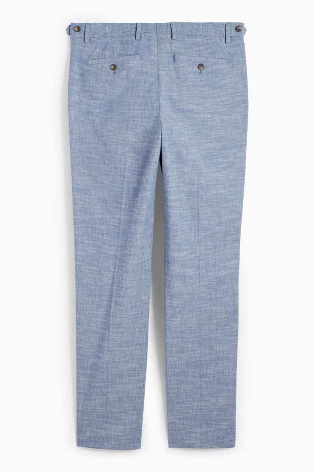 Hommes - Pantalon de costume avec teneur en lin - regular fit - extensible - bleu