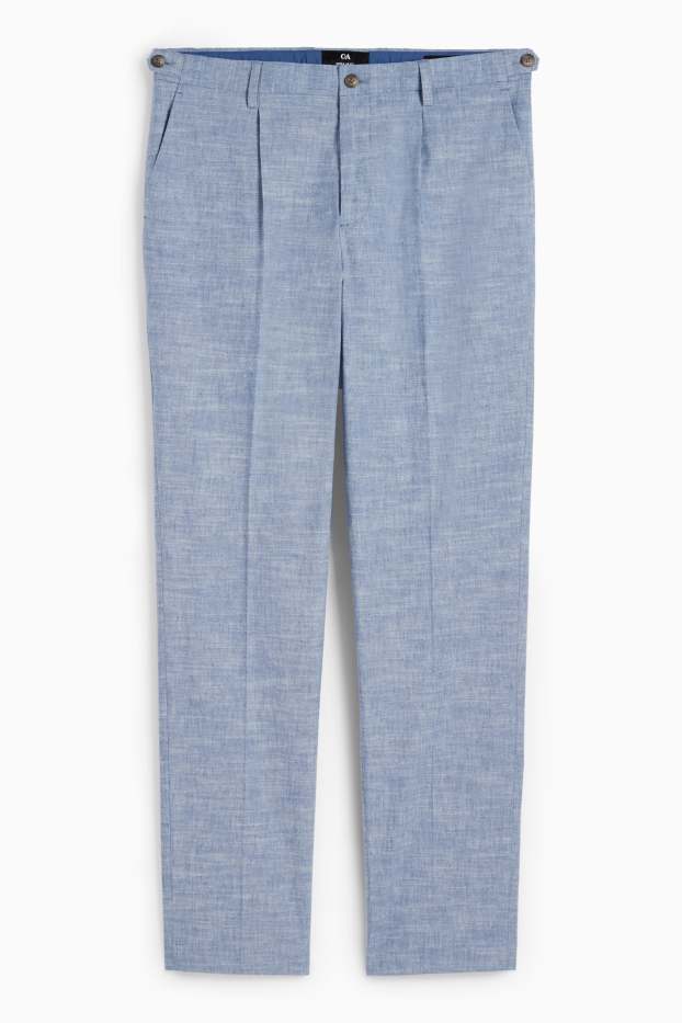 Hommes - Pantalon de costume avec teneur en lin - regular fit - extensible - bleu