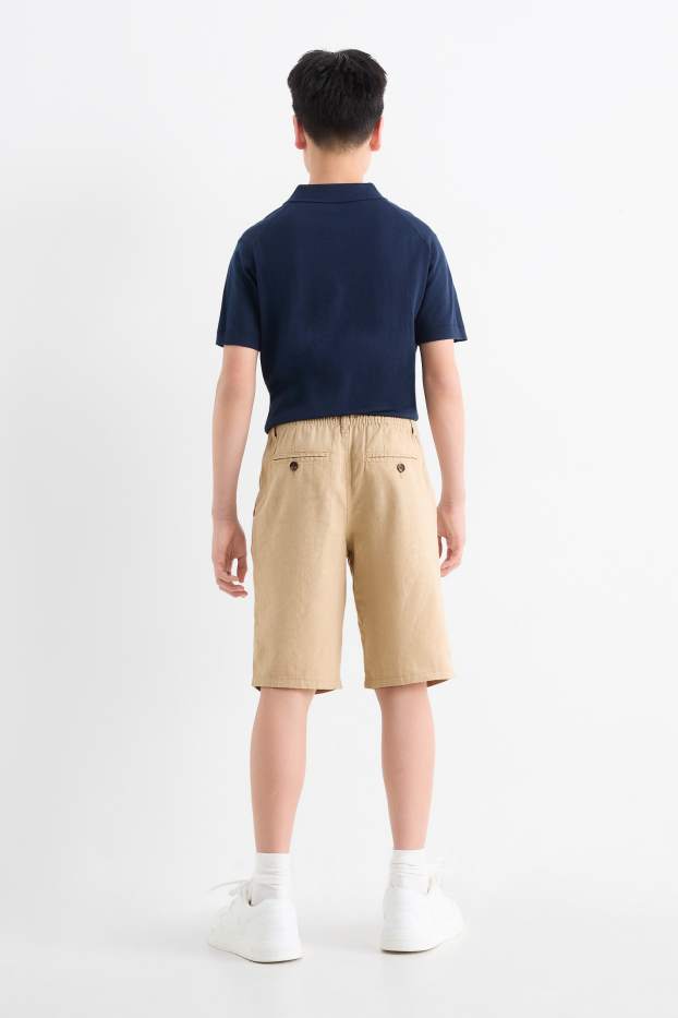 Kinder Jungen - Bermudas - Leinen-Mix - hellbeige