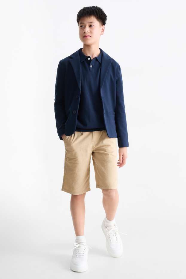 Kinder Jungen - Bermudas - Leinen-Mix - hellbeige